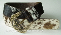 Black,Brown and White  Hair Cowhide Belt with Vintage Buckle