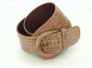 Biscuit python wide belt with covered buckle.