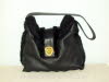 Black Sheepskin Bag with Lion Trim
