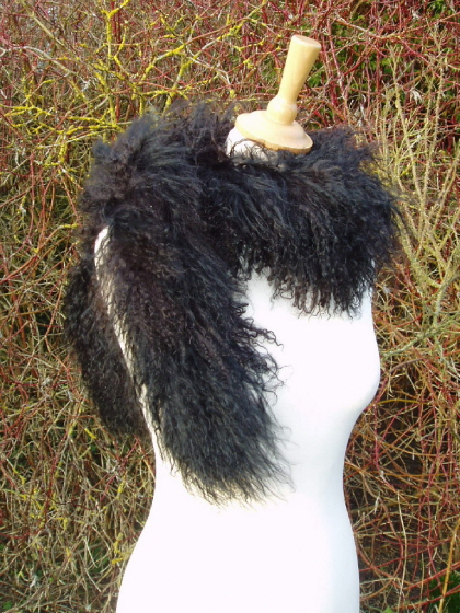 Black and Brown Mongolian Sheepskin Scarf 65