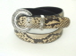 Black and white python snakeskin belt.