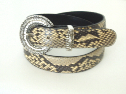 Black and white python snakeskin belt �16