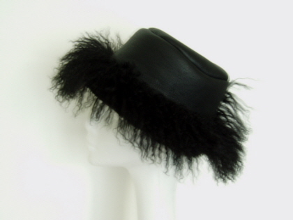 Black nappa sheepskin hats with mongolian lamb 45