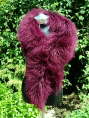Burgundy Wine Mongolian Sheepskin Scarf 56 inch extra full