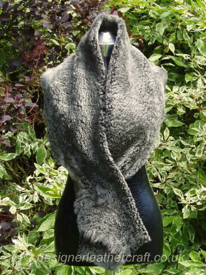 Long Brown Snowtop Sheepskin Scarf