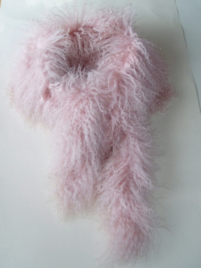 Pale Pink Mongolian Sheepskin Scarf