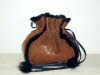 Tan textured Sheepskin Handbag with Black Wool