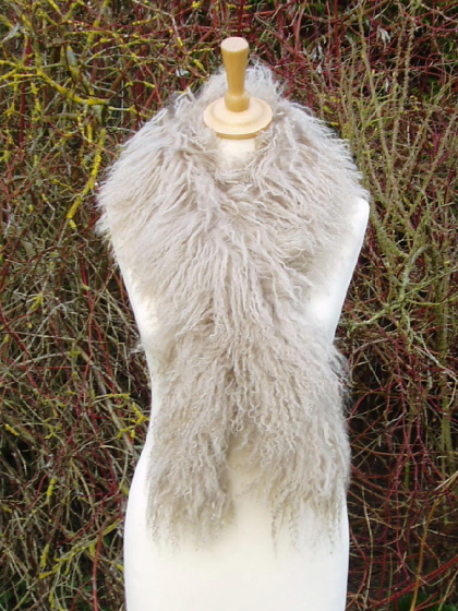 Taupe Mongolian Sheepskin Scarf 58 On Hold