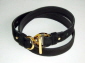  Black suede belt with  mock totoiseshell and gold color link.