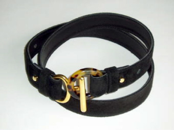  Black suede with  mock totoiseshell and gold color linkcm  �24