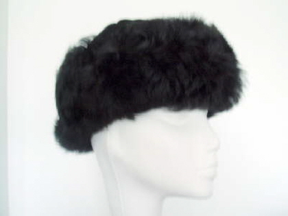 Black sueded sheepskin hat toscana band 38