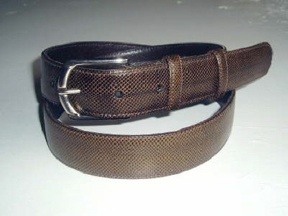 Brown karung snakeskin mans belt silver color buckle �26