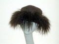 Brown sheepskin hats with mongolian lamb trim front view �45