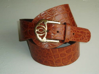 Cognac crocodile print leather 28