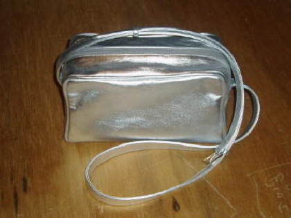 Silver leather bag turned again