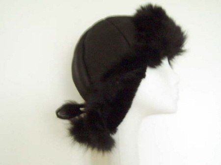 Black nappa sheepskin hat with toscana trim �35